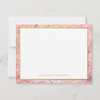 Carte De Correspondance Marbre rose vif et or personnalisé