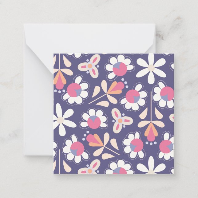 Carte De Correspondance Marguerites sur un Arrière - plan pourpre (Devant)