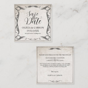 Carte De Correspondance Mariage Art Déco Noir Vintage Enregistrez la Date