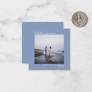 Carte De Correspondance Mariage bleu clair simple Enregistrer la date Phot