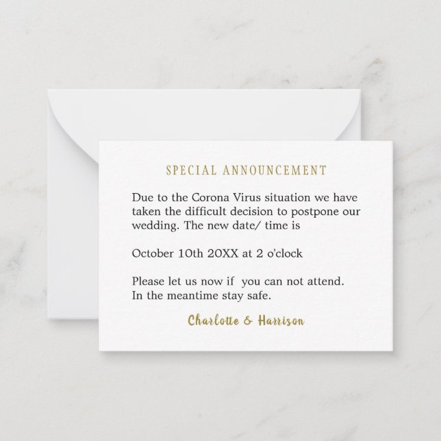 Carte De Correspondance Mariage Changement De Date (Devant)