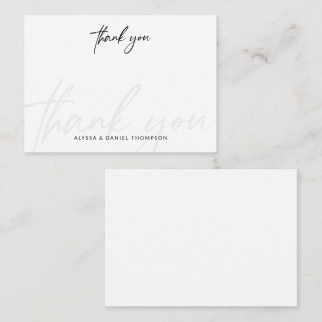 Carte De Correspondance Mariage de calligraphie minimaliste Merci simple (Devant / Derrière)