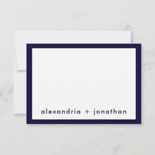 Carte De Correspondance Mariage de Merci minimal bleu marine personnalisé