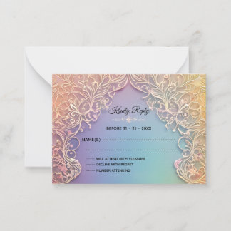 Carte De Correspondance Mariage dentelle délicate RSVP
