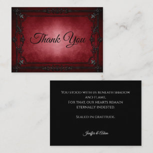 Carte De Correspondance Mariage d'Halloween gothique alternatif rouge fonc