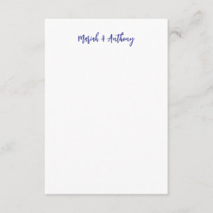 Carte De Correspondance Mariage Élégant Créatif Classique Bleu Blanc