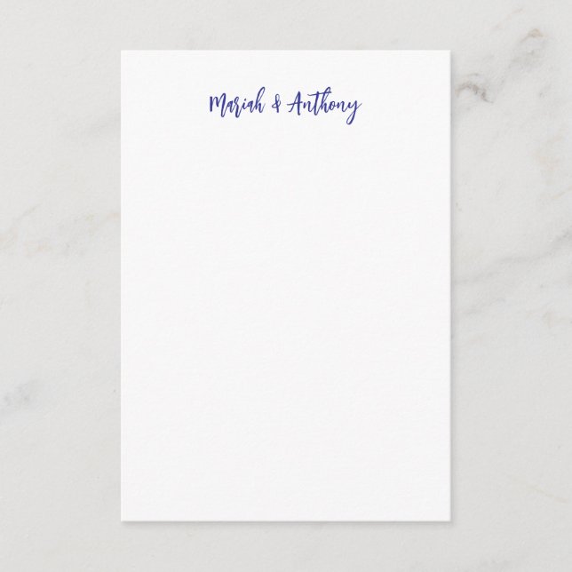 Carte De Correspondance Mariage Élégant Créatif Classique Bleu Blanc (Devant)