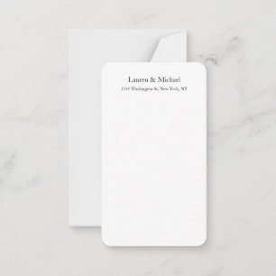 Carte De Correspondance Mariage Élégant minimaliste classique noir blanc