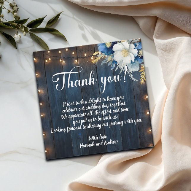 Carte De Correspondance Mariage en bois bleu Note (Créateur téléchargé)