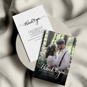 Carte De Correspondance Mariage en deux photo Merci à la main