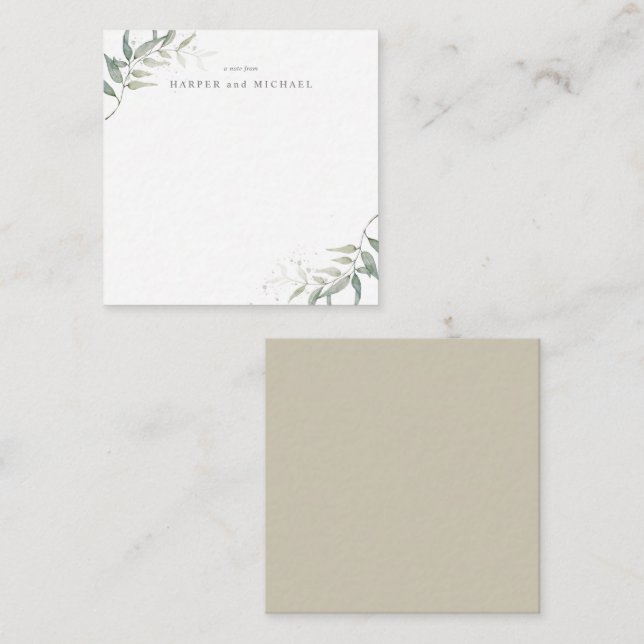 Carte De Correspondance Mariage feuille d'aquarelle (Devant / Derrière)