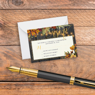 Carte De Correspondance Mariage floral automne rustique Boîtier RSVP