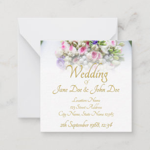 Carte De Correspondance Mariage - mariée avec un bouquet de mariage coloré