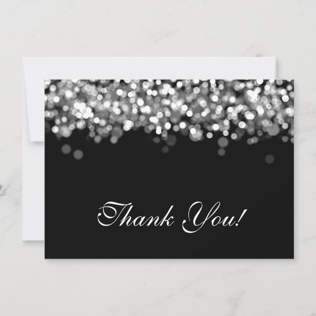 Carte De Correspondance Mariage Merci Note Lumières Silver (Devant)