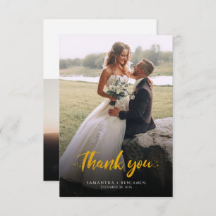 Carte De Correspondance Mariage Merci Script Couple Photos