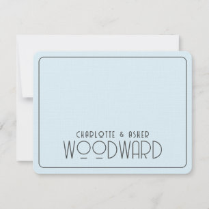 Carte De Correspondance Mariage Monogramme Nouveaux mariés Bleu Embossé Li