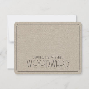 Carte De Correspondance Mariage Monogramme Nouveaux mariés Smoky Taupe Lin