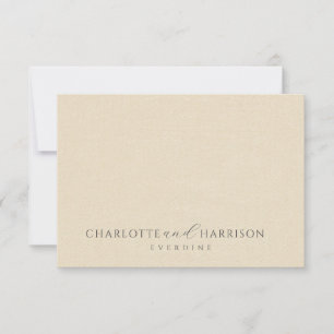 Carte De Correspondance Mariage personnalisé Monogram Cream Faux Linen