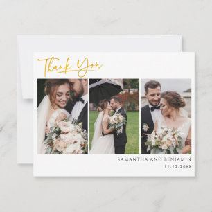 Carte De Correspondance Mariage Photo Collage main Lettré Merci