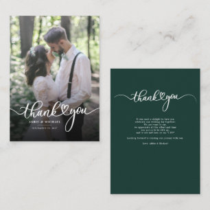 Carte De Correspondance Mariage Photo Lettré à la main Love Heart Merci