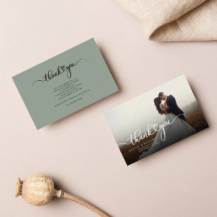 Carte De Correspondance Mariage Photo manuscrit Merci de script