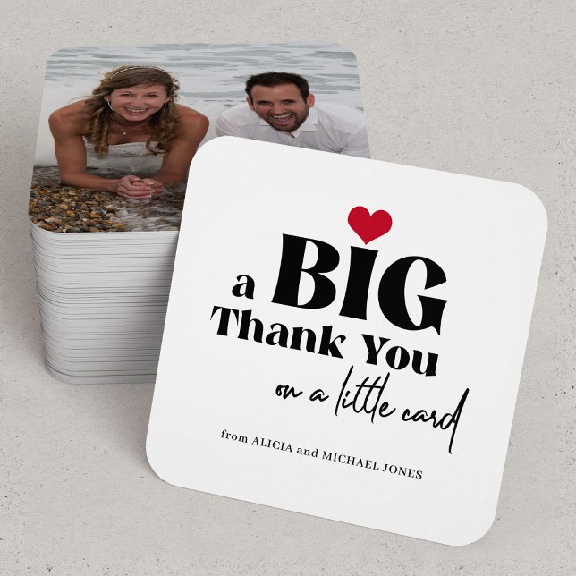 Carte De Correspondance Mariage photo typographie audacieuse merci (With the ROUNDED CORNERS  option)