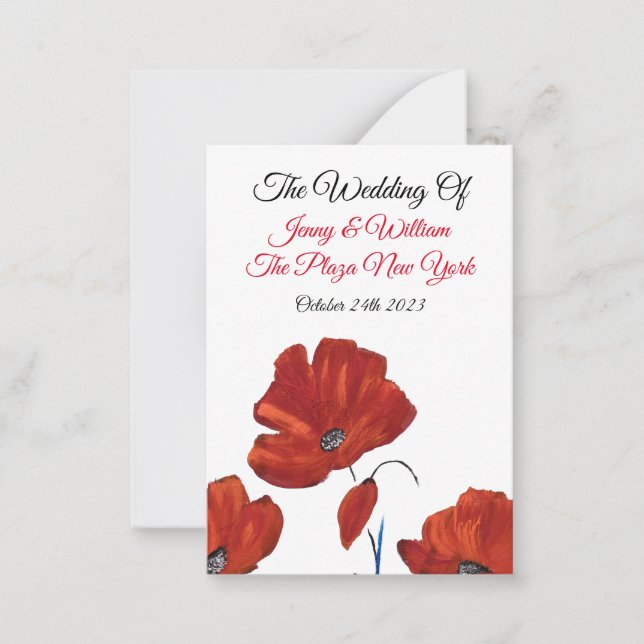 Carte De Correspondance Mariage Red Poppies (Devant)