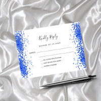 Mariage Royal bleu blanc confetti RSVP