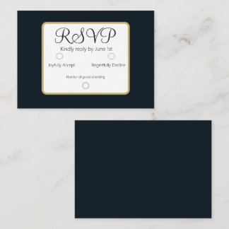 Carte De Correspondance Mariage RSVP bleu foncé simple