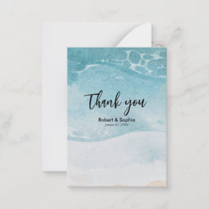 Carte De Correspondance Mariage sur la plage bleu d'été Merci