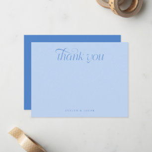 Carte De Correspondance Mariage Typographie Élégante en Spirale Bleu Glaço