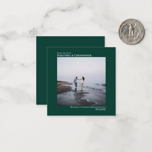 Carte De Correspondance Mariage vert simple Enregistrer la date Photo Mini