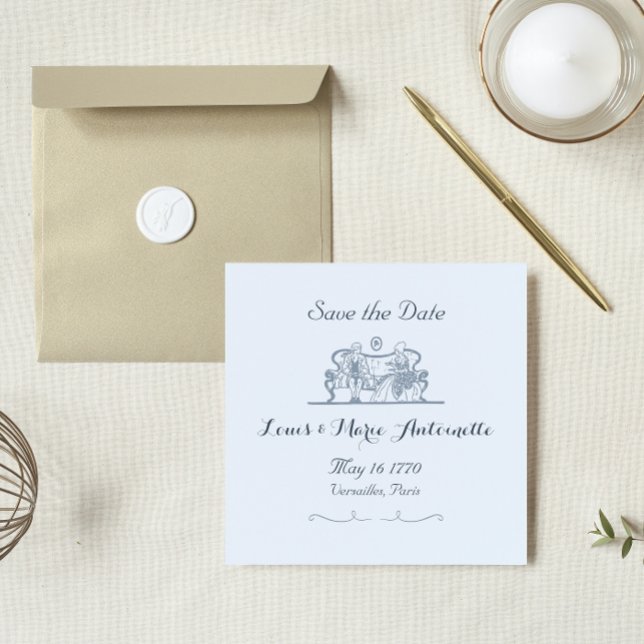 Carte De Correspondance Marie Antoinette Rococo Dusty Blue Enregistrer la  (Créateur téléchargé)