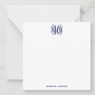 Carte De Correspondance Marine 3 Initial Script Monogramme Vigne DIY Fond