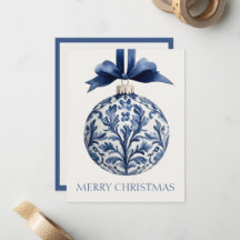 Marine bleu et blanc Chinoiserie Ornement de Noël