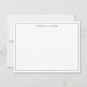 Carte De Correspondance Marine Bleu Formal Élégant élégant Chic Mince Bord