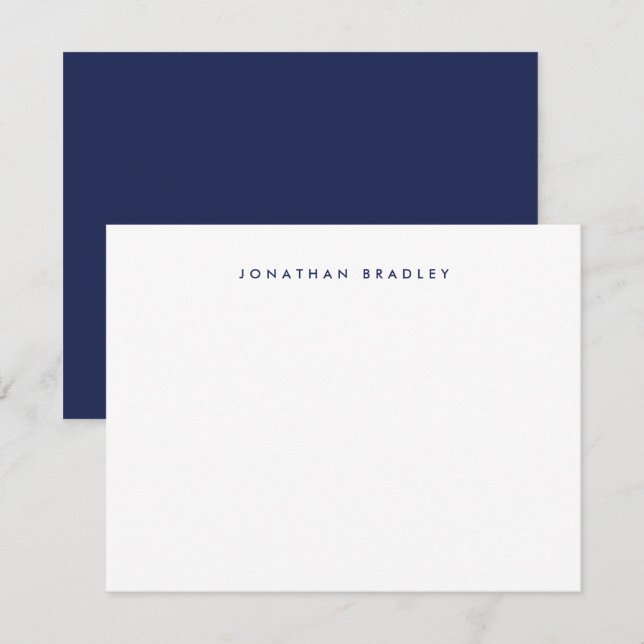 Carte De Correspondance Marine Bleu Simple Minimal Professionnel (Devant / Derrière)