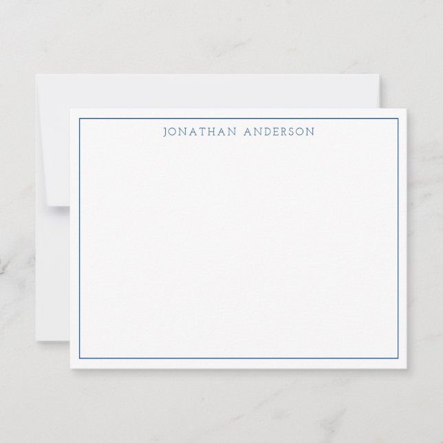 Carte De Correspondance Marine Bleu tendance moderne chic élégant mince fr (Devant)
