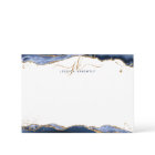 Marine Blue Agate Géode Script Monogramme Parties