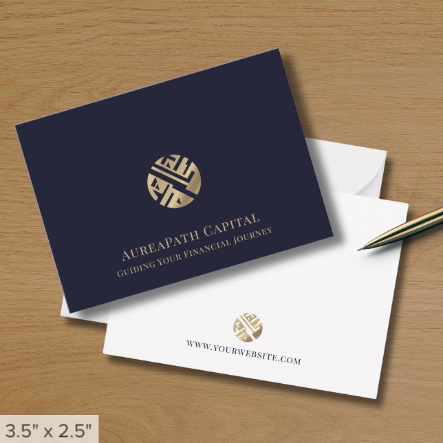 Carte De Correspondance Marine Blue Gold Logo Business (Créateur téléchargé)