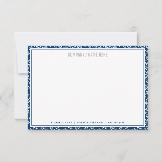 Carte De Correspondance Marine Floral Green | Correspondance personnalisée (Devant)