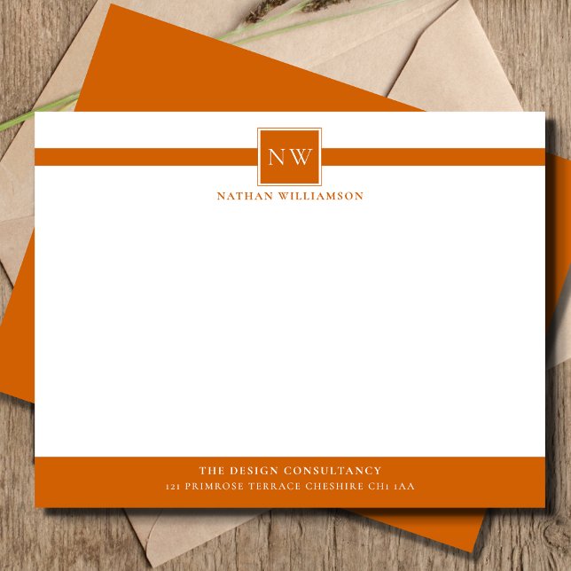 Carte De Correspondance Marmalade Orange Professionnel Monogramme (Créateur téléchargé)