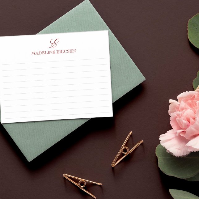 Carte De Correspondance Marsala & Monogramme blanc (Créateur téléchargé)