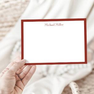 Carte De Correspondance Masculine simple cadre, rouge brique