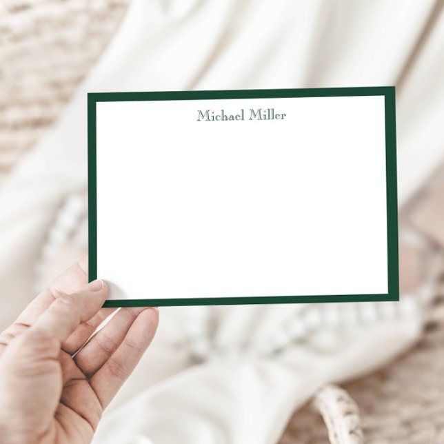 Carte De Correspondance Masculine simple cadre, vert forêt (Créateur téléchargé)