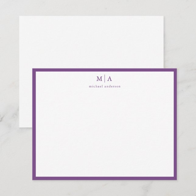 Carte de correspondance Mauve Purple Border Monogr (Devant / Derrière)
