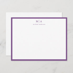 Carte de correspondance Mauve Purple Border Monogr