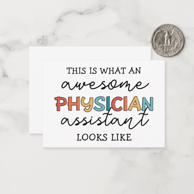 Carte De Correspondance Médecin Assistant Funny Awesome PA (Devant/Arrière en situation)