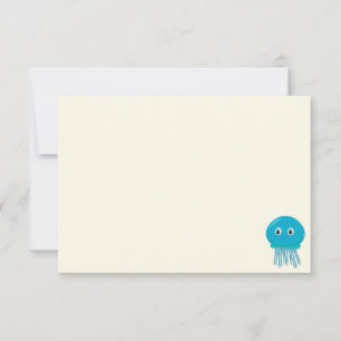 Carte De Correspondance Méduse de dessin animé mignon crème blanc cassé