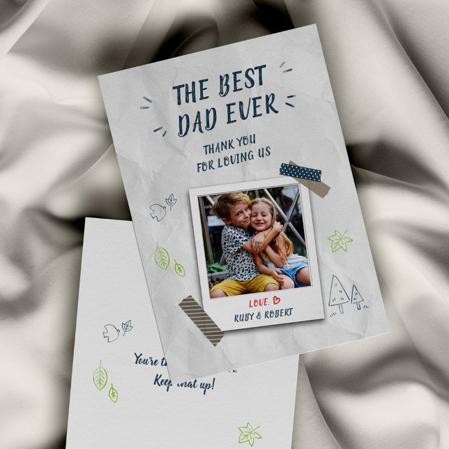 Carte De Correspondance Meilleur papa Jamais Enfants Photo Custom (Fathers Day Best Dad Ever with Kids Photo Greetings Card)